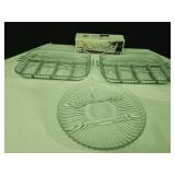 (3) Condiment Trays & NIB Glass Cracker Holder