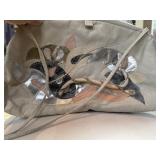 VTG Light Cream Leather Shoulder Bag W/Metallic