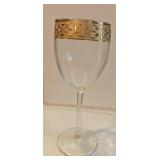 (3) Mid Century Baroque Gold Rim Wine Glasses