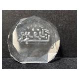 A , clear glass with an incised Arabic or Islamic