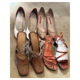 (4) Sz 6.5 Heeled Shoes and Sandals in Neutral