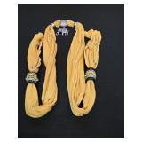 Yellow Pendant Scarf w/Silver-tone Elephant &