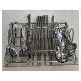 Chrome and Lucite Flatware Caddy Organizer