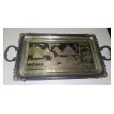 Rectangular Metal Souvenir Tray Ft an Inlaid and