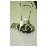 Polished Stainless Steel Espresso Cup and Saucer