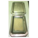 (2) Goldstone Rectangular Metal Rolling Trays with