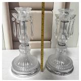 Pr of Pressed Glass Candlestick Holders
