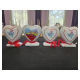 (4) Ceramic Heart Bud Vases/Piggy Banks