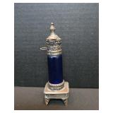 Moroccan Cobalt Blue Glass and Silver-toned m