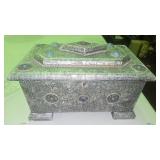 Silver Toned Keepsake Box w/Antiqued
