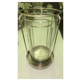 Brass and Glass Hurricane Candle Holder with Dual