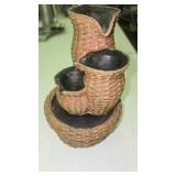 Tiered Indoor Water Fountain with  Woven Wicker