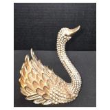 Decorative Gold-tone & Rhinestone Hinged Swan