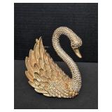 Decorative Gold-tone & Rhinestone Hinged Swan
