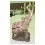 Green and Bronze Elephant Figurine Ft a Raised