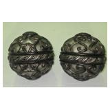 (2)  Dark Textured Decorative Orbs with Carved