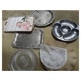 Assorted Lot w/ VTG Serving Trays Plates  & More