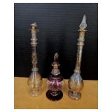 (3) Hand-blown Egyptian Glass Perfume Bottles &