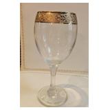 (9) Mid Century Baroque Gold Rim Wine Glasses
