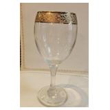 (9) Mid Century Baroque Gold Rim Wine Glasses