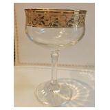 (6) Mid Century Baroque Gold Rim Champagne Coupe