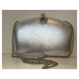 Silver Metallic Textured Evening Clutch  7.5ï¿½ x