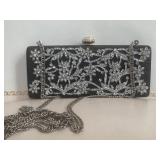 Elegant Black Hard Sided Evening Clutch 7"x 3"