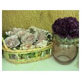 Dark Purple Rose Arrangement in a Glass Vase &