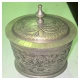 Vintage Indian Brass Trinket Box Ft an Intricate