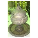 Ornate, Footed Brass Incense Burner  with a