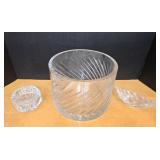 8.5"ï¿½6.5" Thick Crystal Bowl & (2) Candle Holders