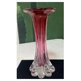 10 1/4" Art Glass Hand Blown Bohemian Cranberry