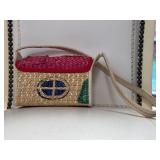 Charming Woven Straw Crossbody Bag w/ a Playful