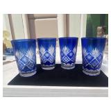 Set of 4 cobalt blue cut