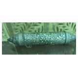 Vintage Tibetan Silvered Brass Embossed Scroll