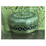 Small Metal Trinket Box w/Pierced Lid