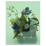 Baby Blue Bassinette Planter, Pastel Flowers