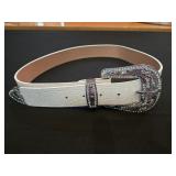 Sz SM Ladies Leather Belt w/Rhinestone Buckle,