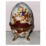 NIB Vintage Porcelain Egg figurine Hinged Trinket