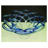 Hand-blown Art Glass Pedestal Bowl