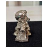 Silver Baby on Rocking Horse Figurine