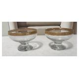 (2) Glass Footed Dessert Cocktail Bowls