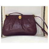VTG Burgundy Leather Shoulder Clutch 9"x6"
