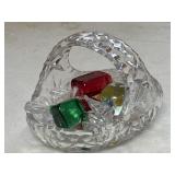 Cut Glass Basket Filled with Colorful Glass Candy