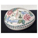 Anfora Agueda Hand-painted Porcelain Egg Trinket