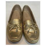 Sz 7 Michael Kors Moc Gold Color Leather Loafer