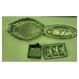 (2) 17.5" Pewter Trays, Pewter Condiment Tray &