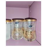 (4) Bohemia Czech Republic Gold Rim Tumblers