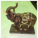 Brown Resin Elephant Figurine Ft Ornate Draping