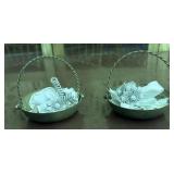 Pair of Small, Metallic Bowls w/Braided Wire